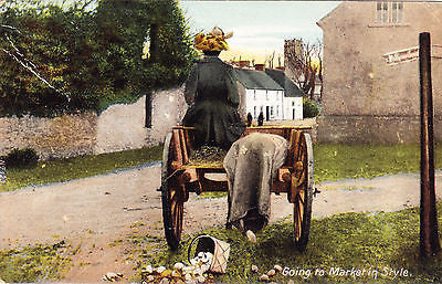 Going To The Market In Style Comic Postcard - Cakcollectibles