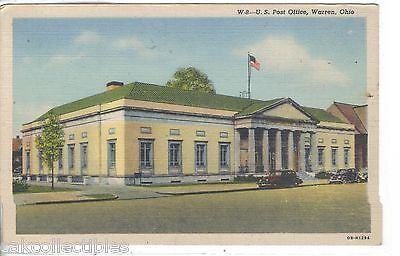 U.S. Post Office-Warren,Ohio (Linen Post Card) - Cakcollectibles
