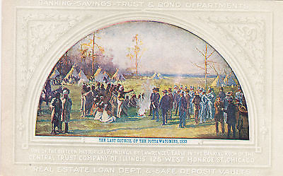 The Last Council Of The Pottawatomies 1833 Historical Painting Postcard - Cakcollectibles