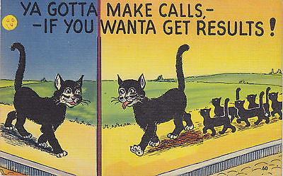 Ya Gotta Make Calls,If You Want Results Linen Comic Postcard - Cakcollectibles - 1