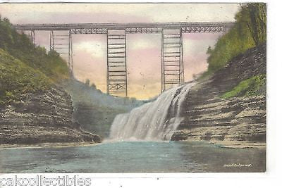 Upper Falls and Portage Bridge,Letchworth State Park-Castile,N.Y. (Hand Colored) - Cakcollectibles
