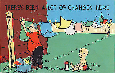 "There's Been A Lot Of Changes Here" Linen Comic Postcard - Cakcollectibles - 1