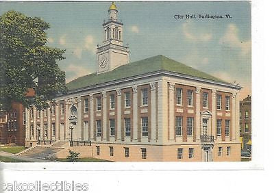 City Hall-Burlington,Vermont (Linen Post Card) - Cakcollectibles