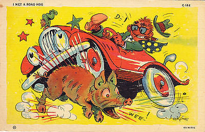 I Met A Road Hog Comic Postcard - Cakcollectibles