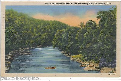 Scene on Jonathon Creek at The Swimming Hole-Zanesville,Ohio  1958 - Cakcollectibles