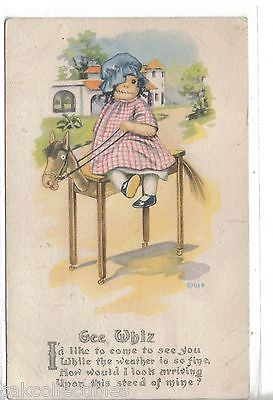 Early Post Card-Doll on Table made like a horse 1919 - Cakcollectibles - 1