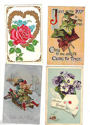 Lot of 4 Antique Greetings Post Cards-Lot 34 - Cakcollectibles - 1