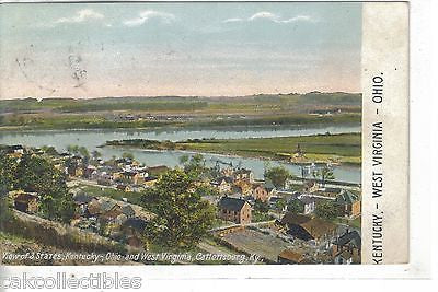 View of 3 States-Kentucky,West Va. and Ohio-Cattettsburg,Ky. 1910 - Cakcollectibles