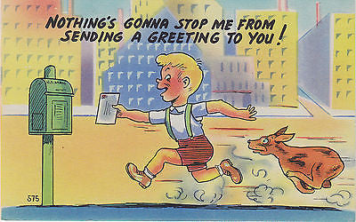 A Greeting To You Linen Comic Postcard - Cakcollectibles - 1