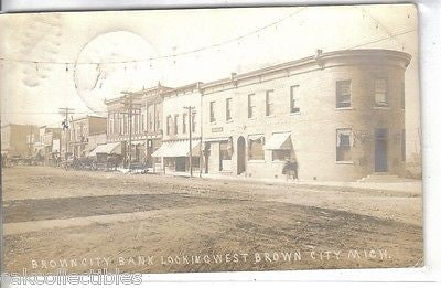 Brown City Bank, Michigan 1911 Front of rare postcards, old picture postcards for sale