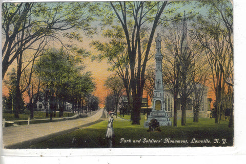 Park and Soldiers' Monument-Lowville,New York Post Card - 1