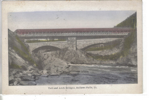 Toll and Arch Bridges-Bellows Falls,Vermont Post Card - 1