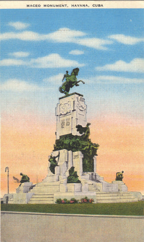 Maceo Monument-Havana,Cuba 1955 Post Card - 1