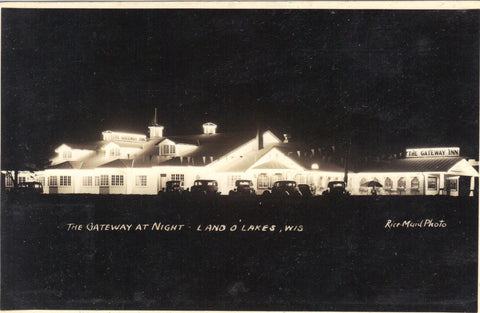 RPPC-The Gateway Inn at Night-Land O'Lakes,Wisconsin Post Card - 1