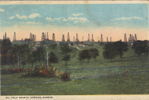 Oil Field near El Dorado,Kansas -vintage postcard - 1