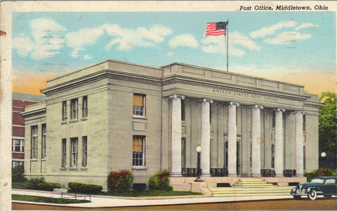Post Office-Middletown,Ohio -vintage postcard - 1