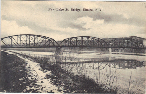 New Lake Street Bridge-Elmira,New York UDB -vintage postcard - 1