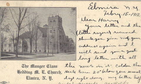 The Munger Class,Redding M.E. Church-Elmira,New York UDB -vintage postcard - 1