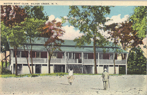 Motor Boat Club-Silver Creek,New York -vintage postcard - 1