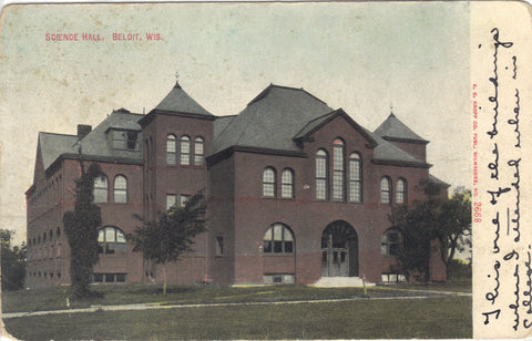 Science Hall-Beloit,Wisconsin 1909 Vintage Postcard - Cakcollectibles - 1