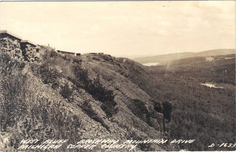 RPPC-West Bluff,Brockway Mt. Drive-Michigan Copper Country Vintage postcards front