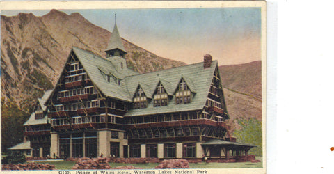 Prince of Wales Hotel-Waterton Lakes National Park retro postcard front