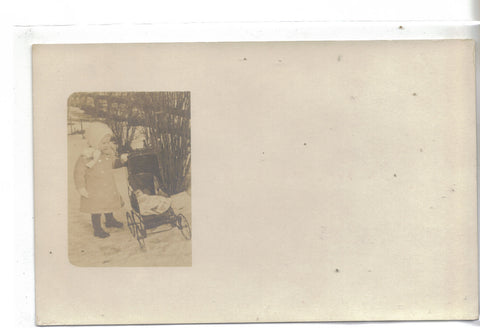 RPPC-Small Girl with Baby Stroller - Cakcollectibles - 1