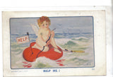 Early Post Card-Cupid on Heart Raft-"Help Me!" - Cakcollectibles - 1