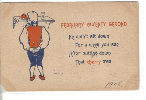 George Washingtons Birthday Post Card 1908 - Cakcollectibles - 1