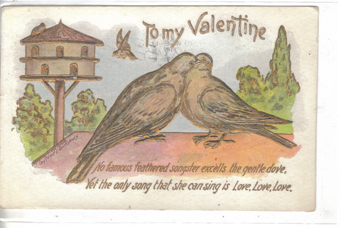 To My Valentine-2 Doves 1908 Post Card - Cakcollectibles