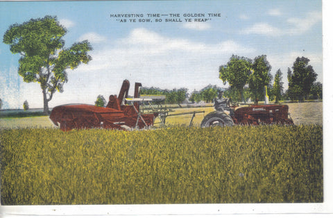 Harvesting Time-The Golden Time-Farmall Tractor Post Card - 1