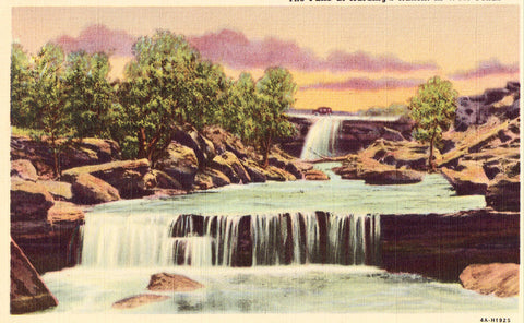 The Falls at Harding's Ranch in West Texas Linen Postcard