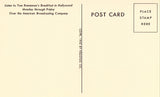 Tom Breneman and Carmen Miranda Old Postcard Back