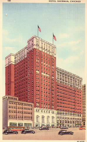 Hotel Sherman - Chicago,Illinois Linen Postcards