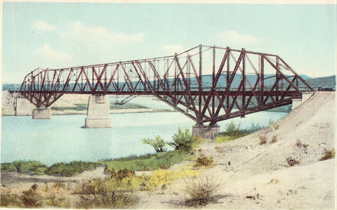 Santa Fe Bridge over Colorado River near Needles,California Fred Harvey Postcard