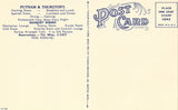 Putnam & Thurston's Restaurant - Worcester,Massachusetts Linen Postcard Back