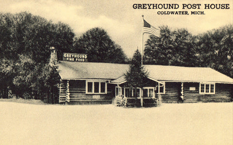 Greyhound Post House - Coldwater,Michigan Retro Postcard