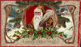 A Merry Christmas Postcard - Santa with Brown Suit