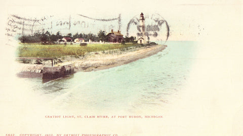 Gratiot Light,St. Clair River in Port Huron,Michigan Undivided Back Postcard