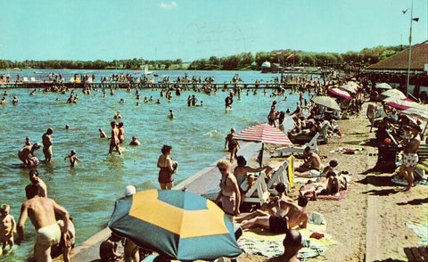 Beach Front,Indiana Beach - Monticello,Indiana.Front of vintage postcard for sale