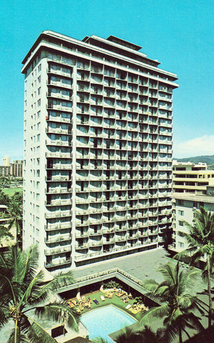 Waikiki Village Hotel - Hawaii front of retro postcards for sale