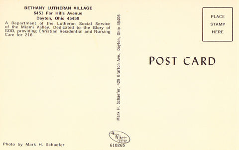 Old postcard Aerial View - Bethany Lutheran Village - Dayton,Ohio