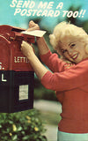 Vintage Postcard - "Send Me A Postcard Too" - Woman at Mailbox.Postcard front