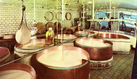 Interior - Alpine Cheese Factory - Wilmot,Ohio.Vintage postcard front