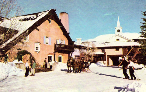 Challenger Inn Village - Sun Valley,Idaho front of vintage postcard.Buy postcards here