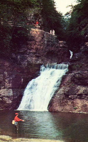 Fishing below Buck Hill Falls - Pennsylvania front of vintage postcards.Buy postcards here
