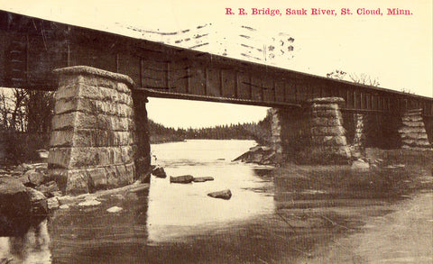 R.R. Bridge,Sauk River - St. Cloud,Minnesota Postcard