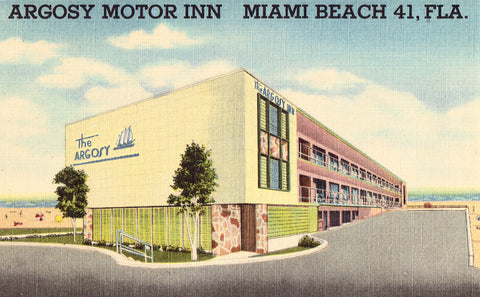 Linen Postcard Argosy Motor Inn - Miami Beach,Florida
