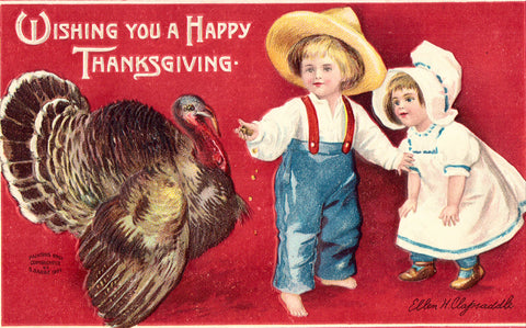 Wishing You a Happy Thanksgiving - Clapsaddle Postcard