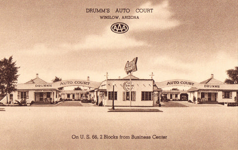 Drumm's Auto Court - Winslow,Arizona Route 66 Vintage Postcard
